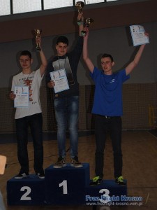 Podium Junior. 2. Daniel Jędrzejczak, 1. Dominik Skwarek, 3. Michał Ferlak