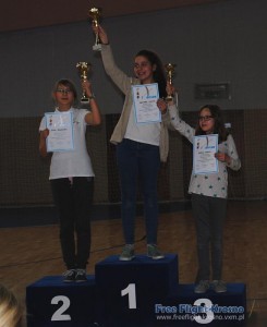 Podium Młodzik dziewczęta. 2. Zofia Zdancewicz, 1. Wikoria Hałasa, 3. Karina Sawicka