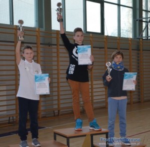 Podium młodzik. 2. Grzegorz Truchan, 1. Kacper Kaczmarek, 3. Jakub Cichowlas