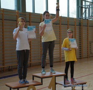 Podium młodzik dziewczęta. 2. Zofia Zdancewicz, 1. Wikoria Hałasa, 3. Oliwia Matyśniak