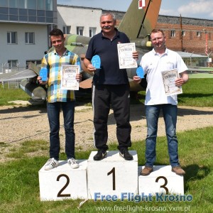 Podium F1G senior. 2. Dawid Lipski, 1. Stanisław Skibicki, 3. Sławomir Truchan