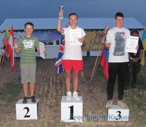 Podium PP VII Kietrz Cup - F1A junior: 2. Błażej Stachowski, 1. Roksana Gądek, 3. Dominik Skwarek