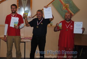 Podium F1B: 2. Adam Krawiec, 1. Stanisław Skibicki, 3. Andrzej Poczobut