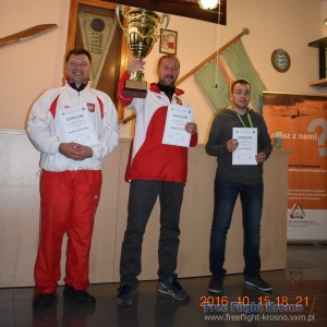 Podium Pucharu Polski F1A - senior: 2. Łukasz Halicki, 1. Henryk Krupa, 3. Michał Słyś