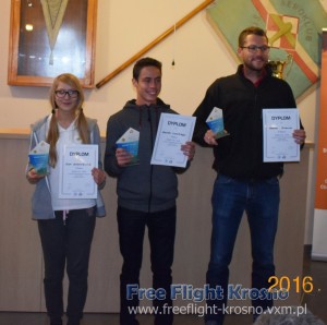 Podium F1B senior: 2. Zofia Zdancewicz, 1. Dawid Lipski, 3. Adam Krawiec