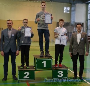 Podium PP młodzik: 2. Mateusz Mięczak, 1. Kacper Kaczmarek, 3. Grzegorz Truchan