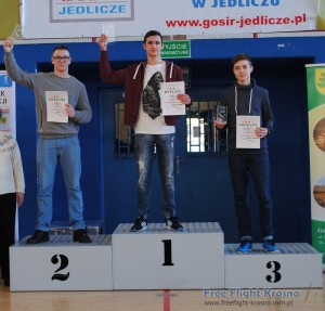 Podium junior młodszy: 2. Łukasz Flisiuk, 1.Patryk Bajer, 3.Kacper Zbarachewicz