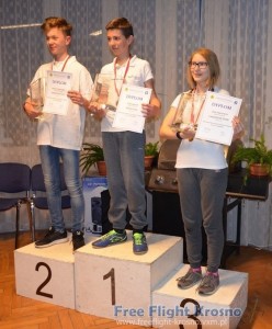 Podium indywidualne w kategorii F1B: 2. Kacper Łukawszewicz, 1. Filip Rudziński, 3. Zofia Zdancewicz 