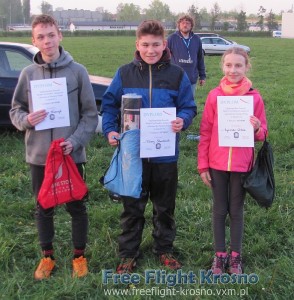 Podium F1A junior: 2. Seweryn Nowaczyk, 1. Błażej Stachowski, 3. Agnieszka Urban