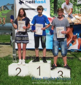 Podium F1A junior: 2. Roksana Gądek, 1. Damian Mąderek, 3. Jakub Kasperski