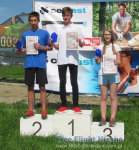 Podium F1B junior: 2. Kacper Kaczmarek (w zastępstwie D. Bogomaz), 1.Kacper Łukaszewicz, 3.. Zofia Zdancewicz.