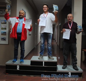 Podium F1B: 2. Andrzej Poczobut, 1. Bartłomiej Skibicki, 3. Eugeniusz Cofalik