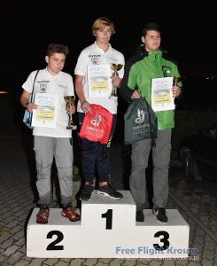 Podium F1A junior: 2. Błażej Stachowski, 1. Jakub Kasperski, 3. Dominik Skwarek