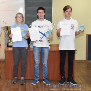 Podium Jasna Góra Cup - F1B junior: 2. Zofia Zdancewicz, 1. Dawid Lipski, 3. Kacper Łukaszewicz