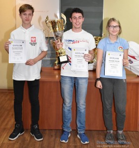 Podium klasyfikacji końcowej PP F1B junior: 2. Kacper Łukaszewicz, 1. Dawid Lipski, 3. Zofia Zdancewicz